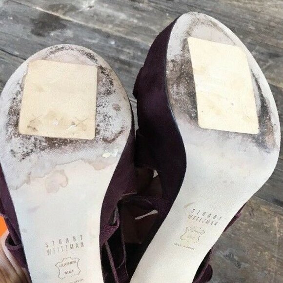 Stuart Weitzman 6.5 Purple Suede Stiletto Sandals - Picture 13 of 13